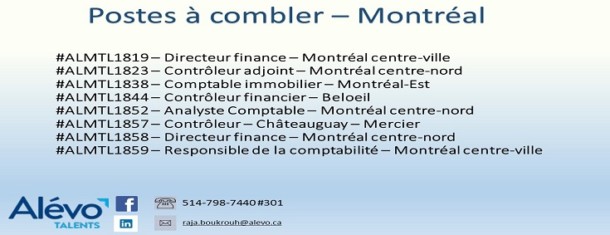 Postes disponibles à Montréal en date du 7 juin 2019