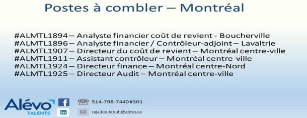 Postes disponibles à Montréal en date du 19 juillet 2019